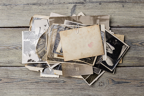 A pile of old photos