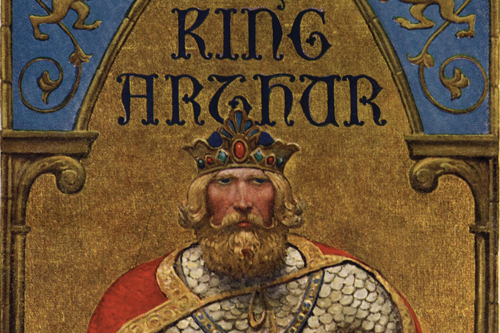 Drawing of bearded King Arthur