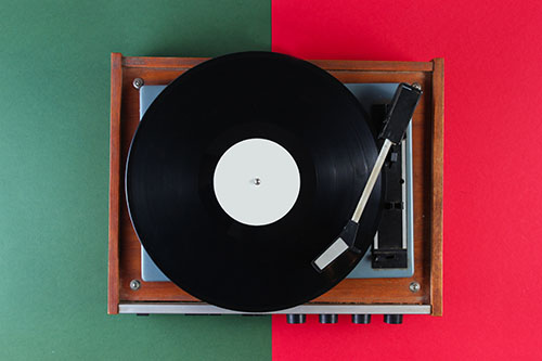Record on a turntable