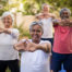 group of seniors doing stretching exercise