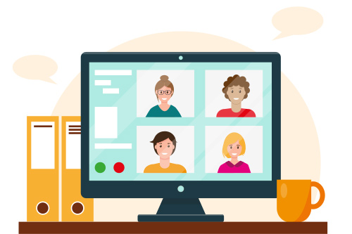 Zoom Class computer screen with people in Zoom squares