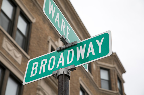 Broadway green roadsign