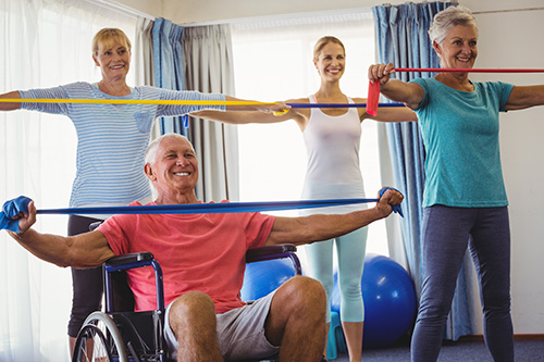 Older adults of all abilities doing exercise
