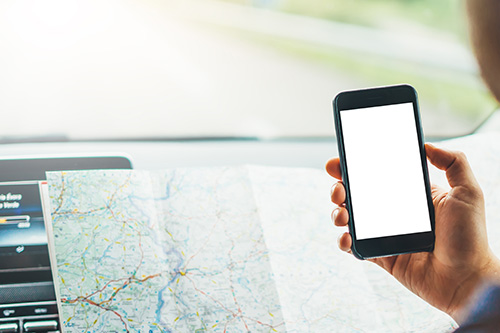 Photo of maps and smartphones