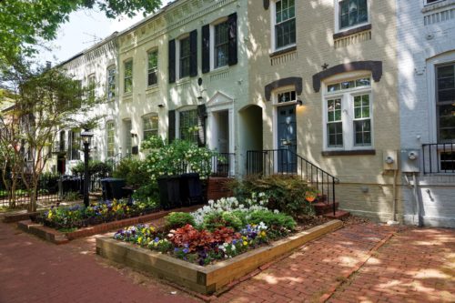 Pastel colored rowhouses Georgetown