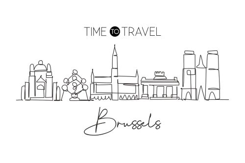 Line drawing of Brussels skyline
