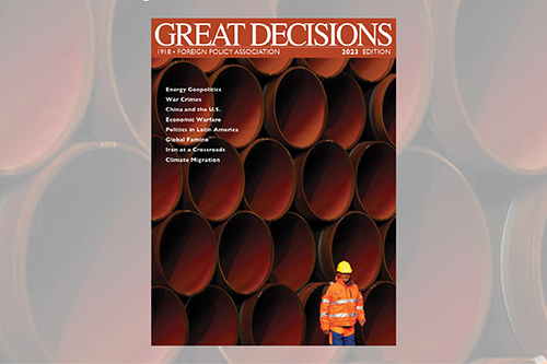 Cover of Great Decisions briefing book 2023