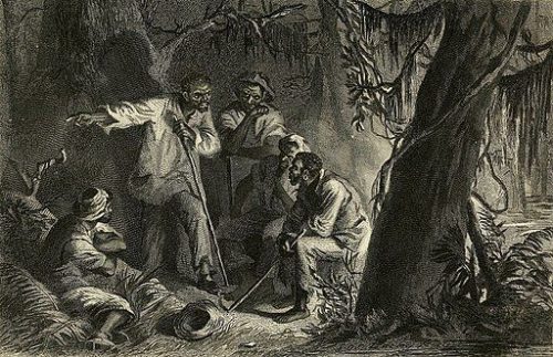 Sketch of Nat Turner planning a slave rebellion