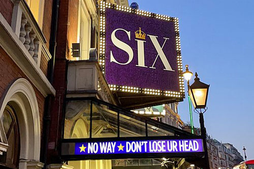 Photo of sign for Broadway show "Six?