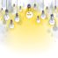 Hanging lit light bulbs