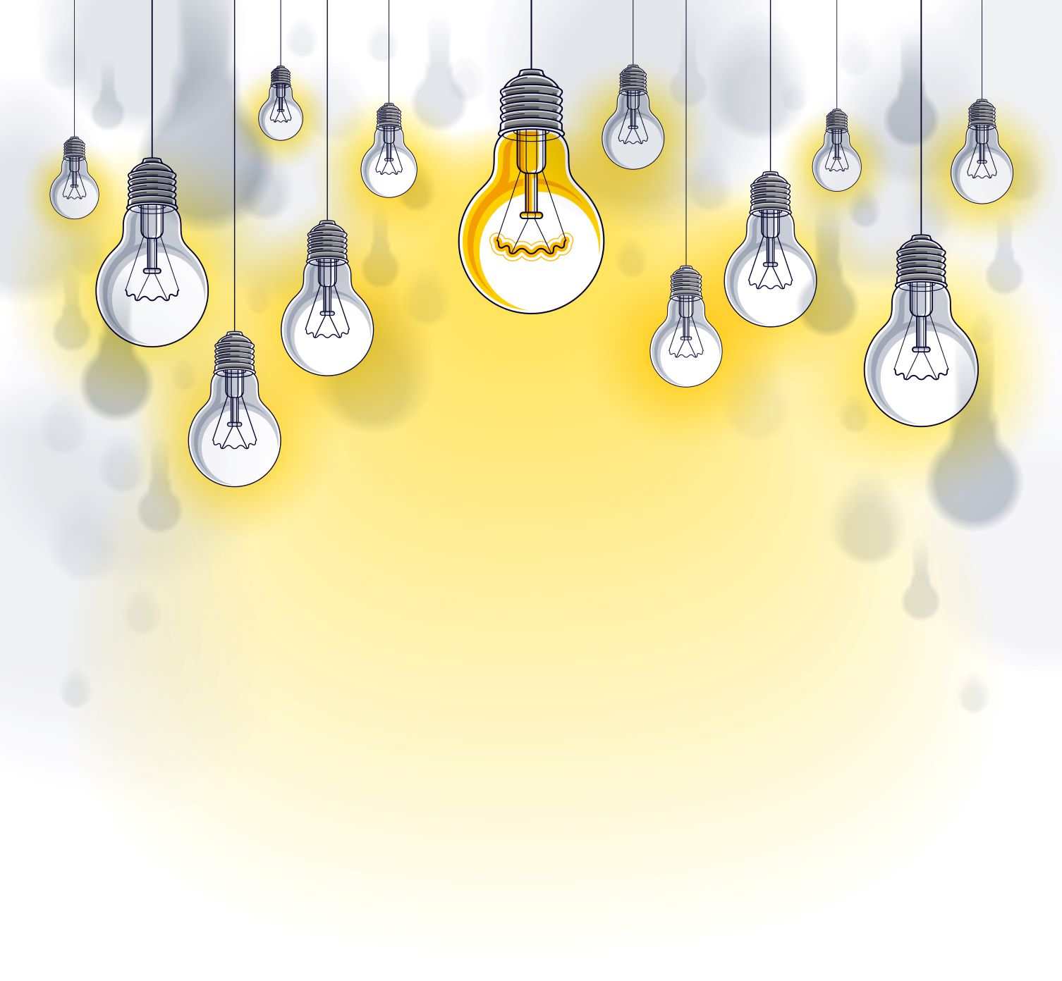 Hold:lightbulb Hanging lit light bulbs