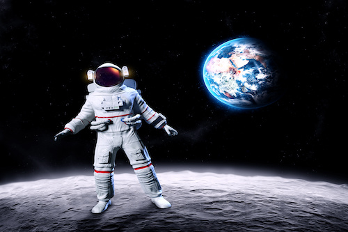 Astronaut walking on the moon