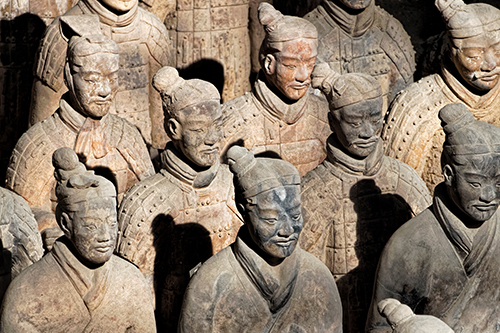 Ancient terracotta life size figures of Chines soldiers