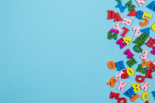 Colored, plastic letters of the alphabet