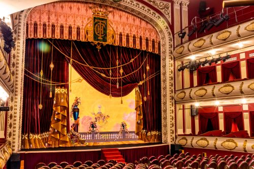 Drawn image of the inside of an opera house