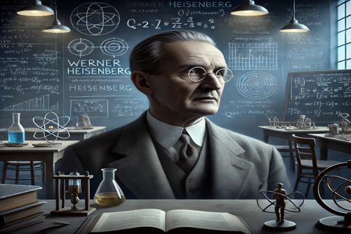 AI representation of German physicist Werner Heisenberg in his lab