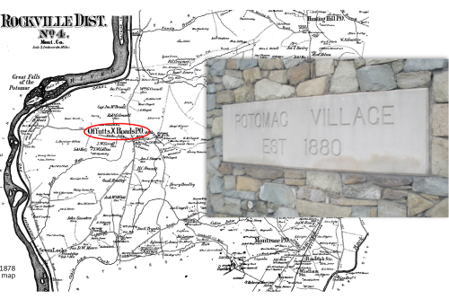 Old map of Offutt's Crossroads, precursor to Potomac, MD