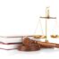 Scales of justice, gavel and law books