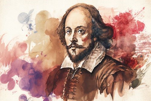 Watercolor portrait of Shakespeare