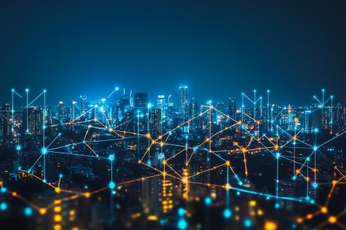 Photo of telecommunications network in a city