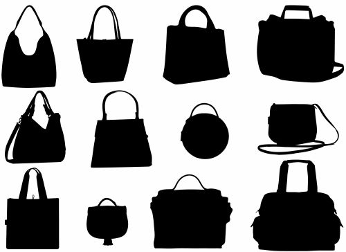 Silhouettes of different handbag styles