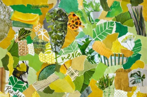 Paper collage green yellow theme
