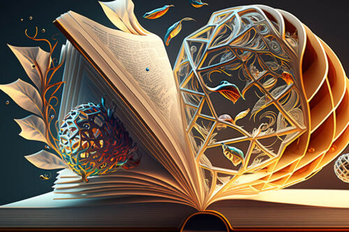 Abstract image of a book and a hat