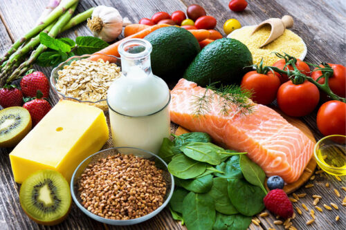 Array of healthy foods