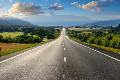Long highway stretching out in front