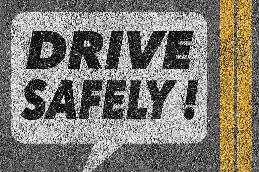 Driving safety Cartoon that says, Drive Safely