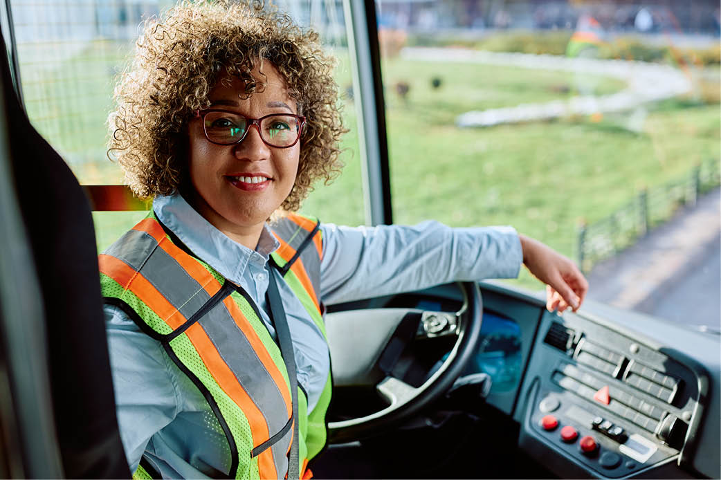 Public transportation bus driver Photo of a woman bus driver
