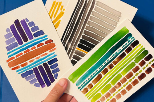 Photo of colorful drawings of patterns