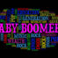 Graphic with bright pink words Baby Boomers