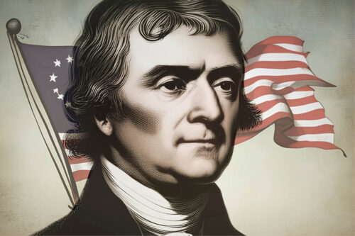 Image of Jefferson and american flag