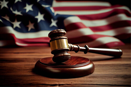 Gavel with American flag