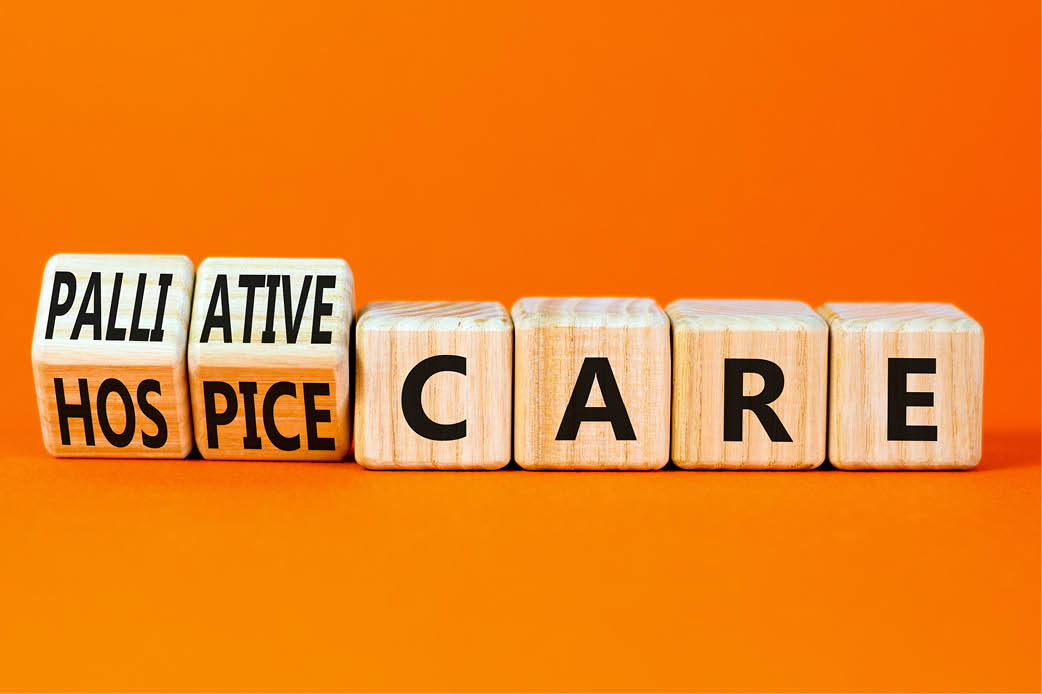 Hospice Palliative Care Building blocks with the words Hospice and Palliative on them