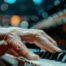Close up of hands playing piano