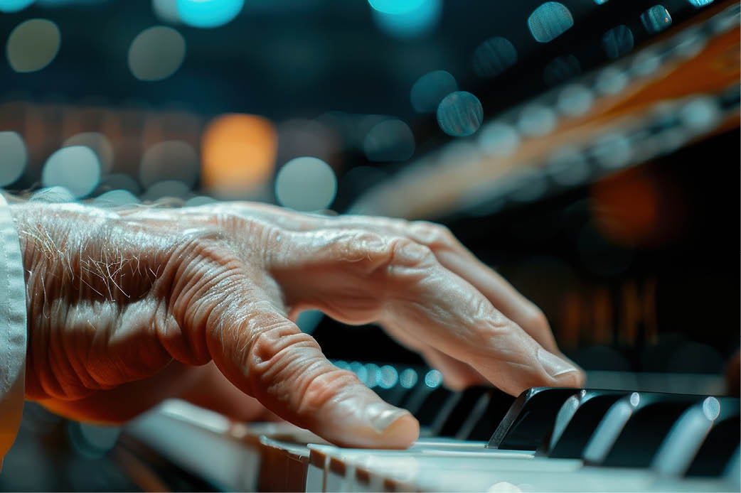 Piano playing Close up of hands playing piano