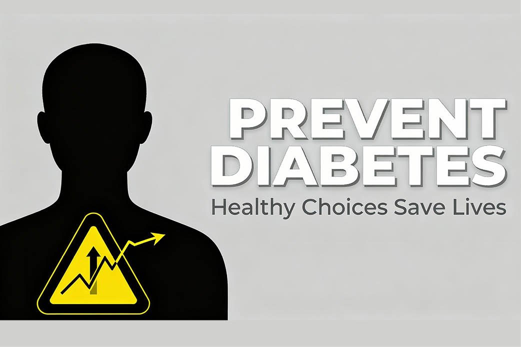 Diabetes prevention Silhouette of a man on a background that says "Prevent Diabetes"