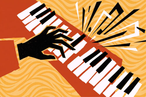 Hands playing piano