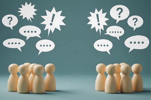 small people like figures conversing