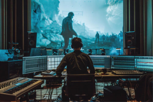 composer working on movie scene