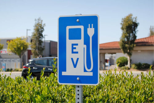 Electric Vehicle sign in parking lot
