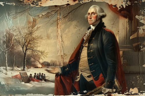 George Washington posing in painting