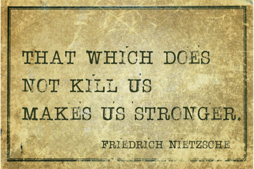 Friedrich Nietzsche quote that says "that which does not kill us makes us strong"