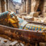 blue and gold casket of Egyptian pharaoh