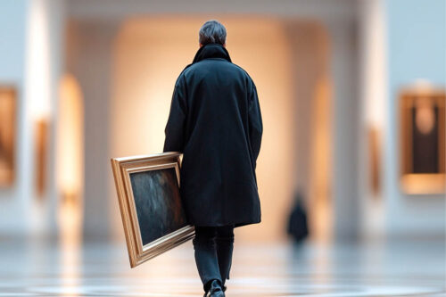 Man stealing art from museum