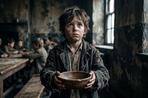Photo of young boy begging for feed